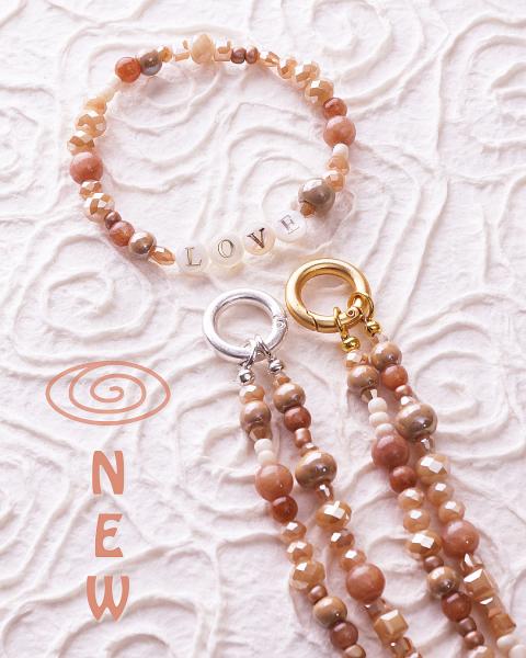 Aruba 88 SilverShiny, lange Edelstein Wechselkette